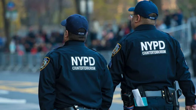 New York Police Department on crime scene