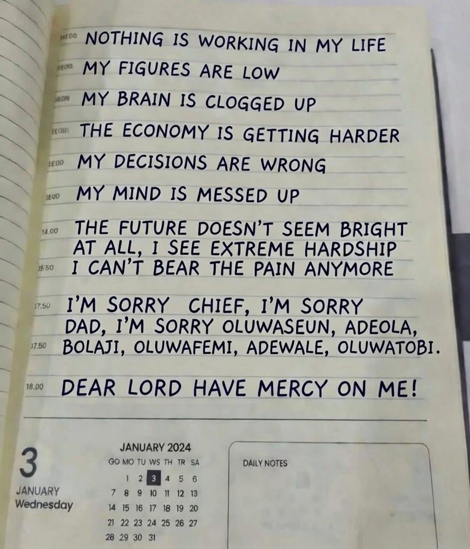 Suicidal note