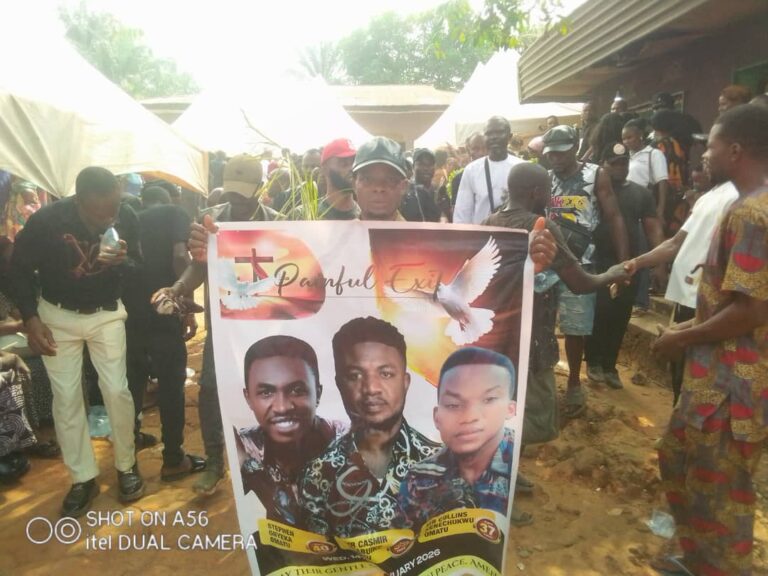 The burial ceremony of three Omatu brothers